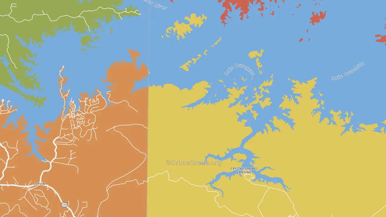 Crystal Springs Landing, AR Map of Burglary Rates