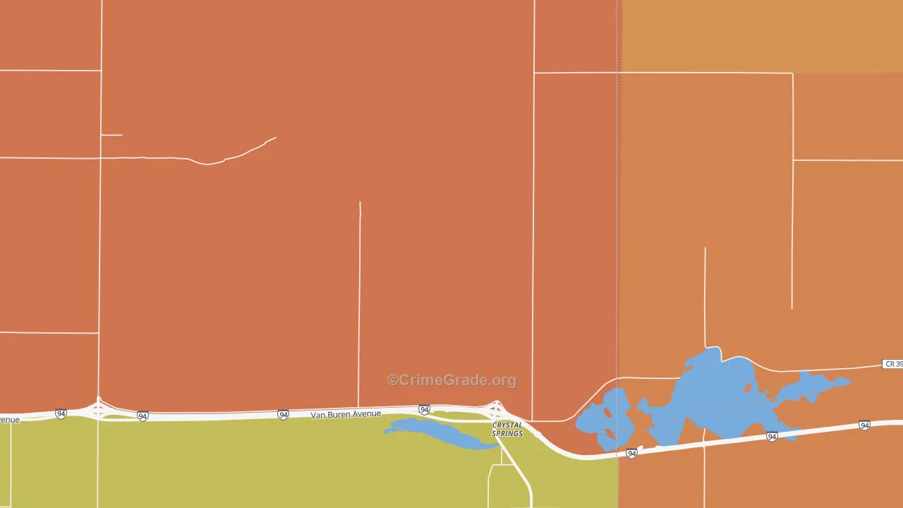 Crystal Springs, ND Map of Burglary Rates