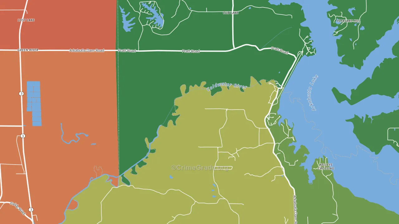 Cub Lake, MS Map of Burglary Rates
