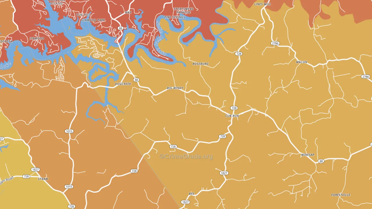 Cub Run, KY Map of Burglary Rates