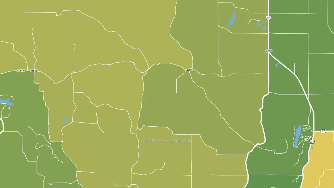 Cuba, IN Map of Burglary Rates