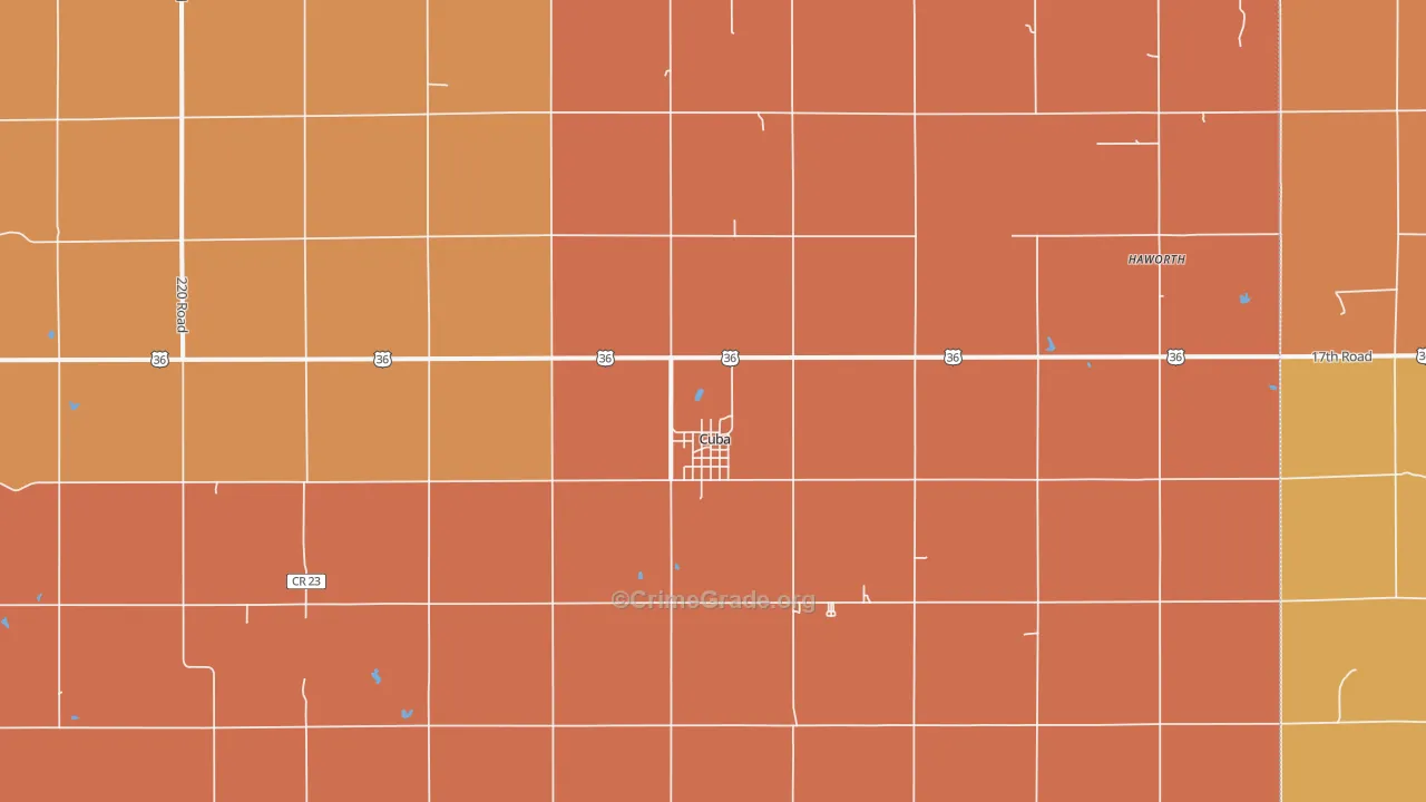 Cuba, KS Map of Burglary Rates