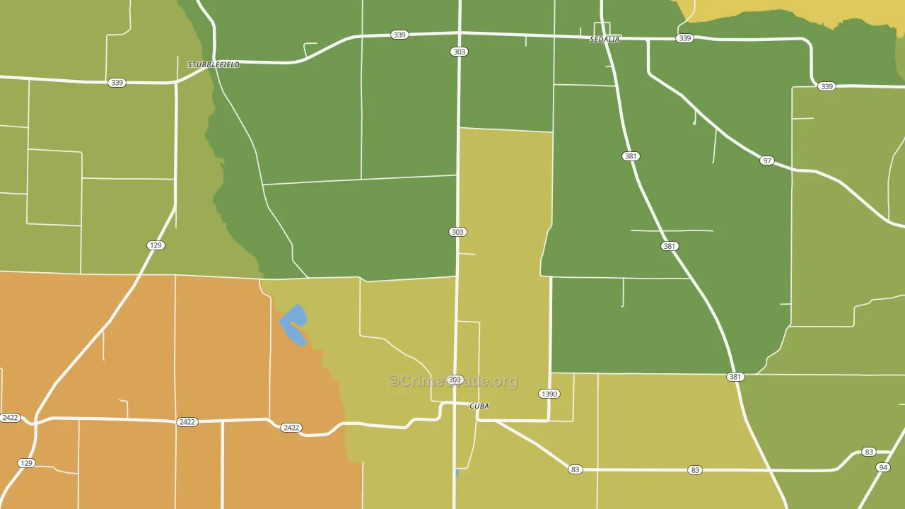 Cuba, KY Map of Burglary Rates