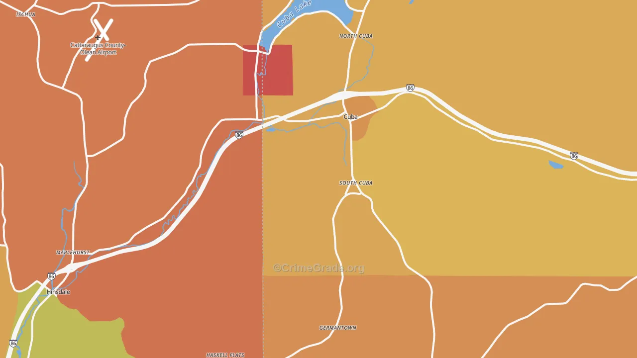 Cuba, NY Map of Burglary Rates