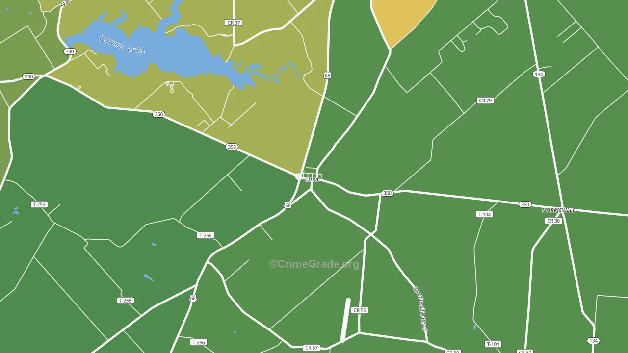 Cuba, OH Map of Burglary Rates
