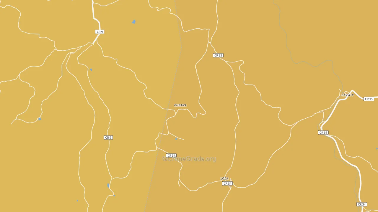Cubana, WV Map of Burglary Rates