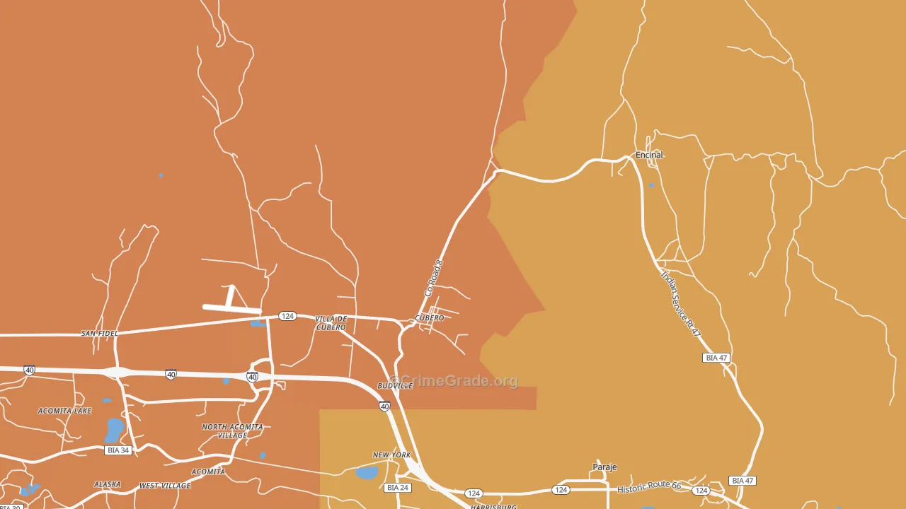 Cubero, NM Map of Burglary Rates
