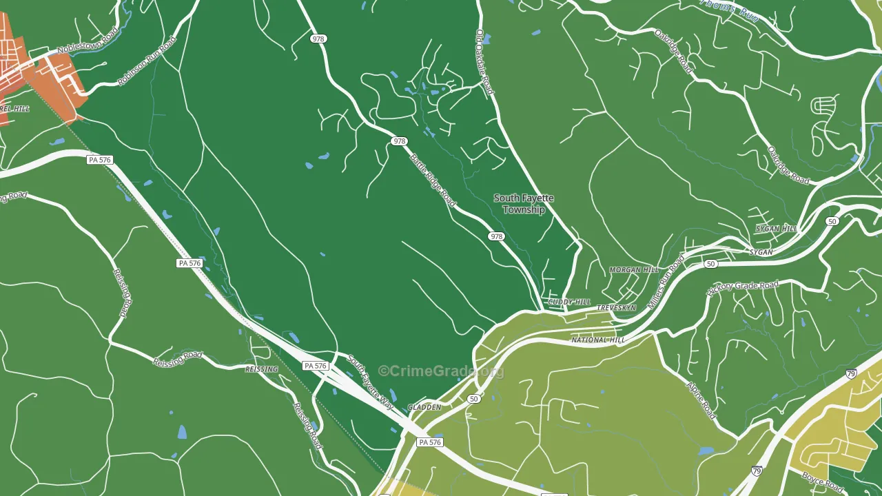 Cuddy, PA Map of Burglary Rates