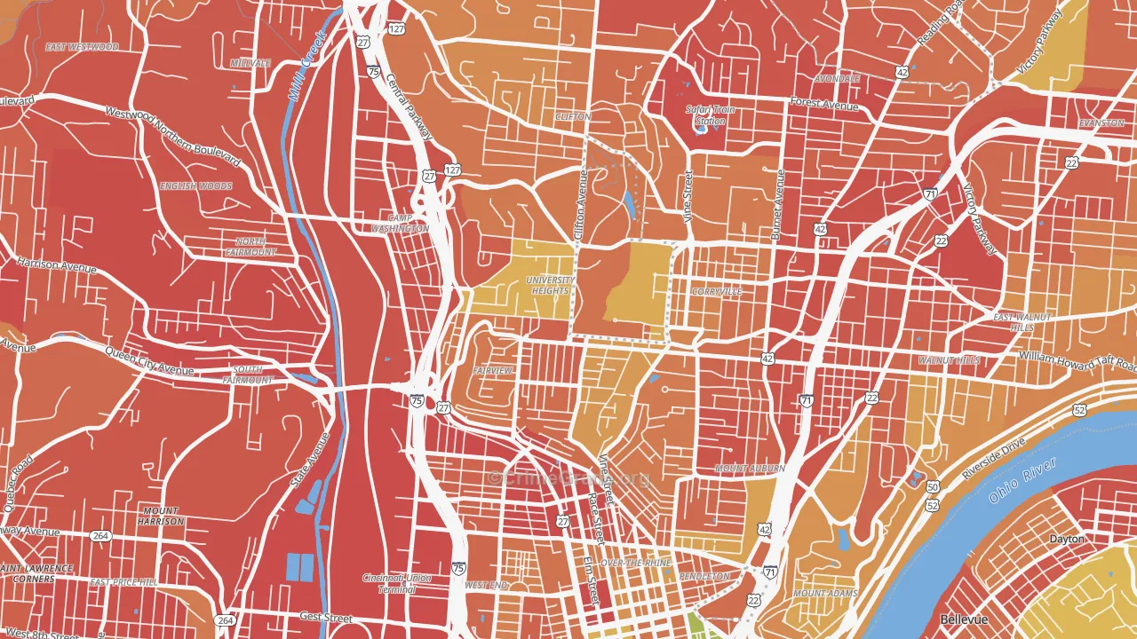 Cuf, Cincinnati, OH Map of Burglary Rates