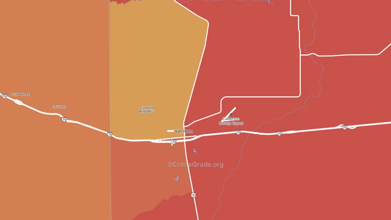 Culberson County, TX Map of Burglary Rates