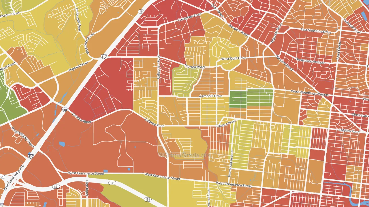 Culebra Park, San Antonio, TX Map of Burglary Rates