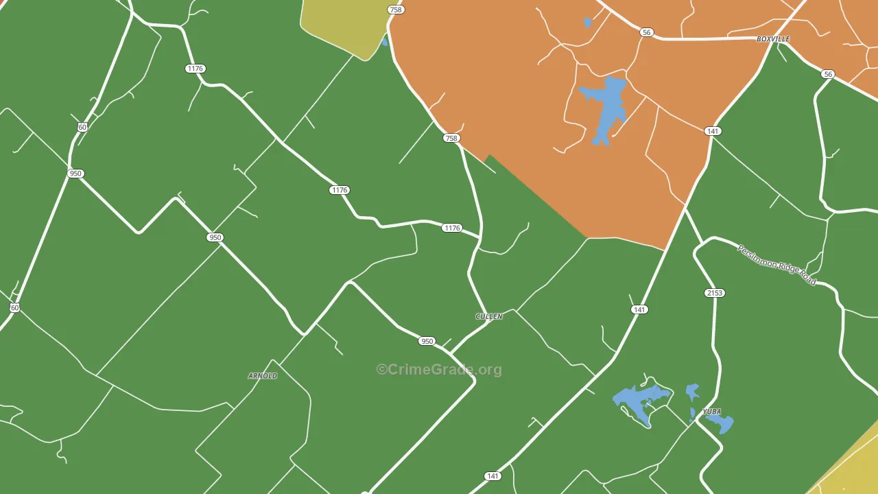 Cullen, KY Map of Burglary Rates