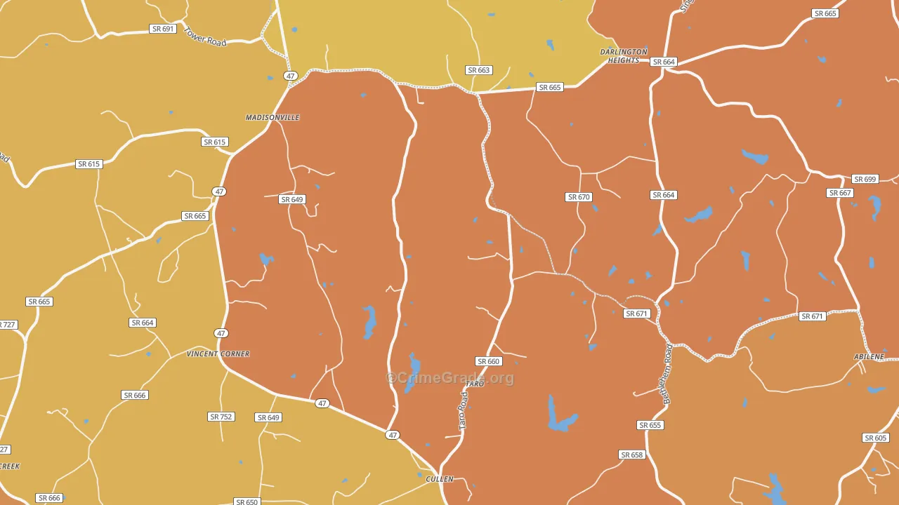 Cullen, VA Map of Burglary Rates