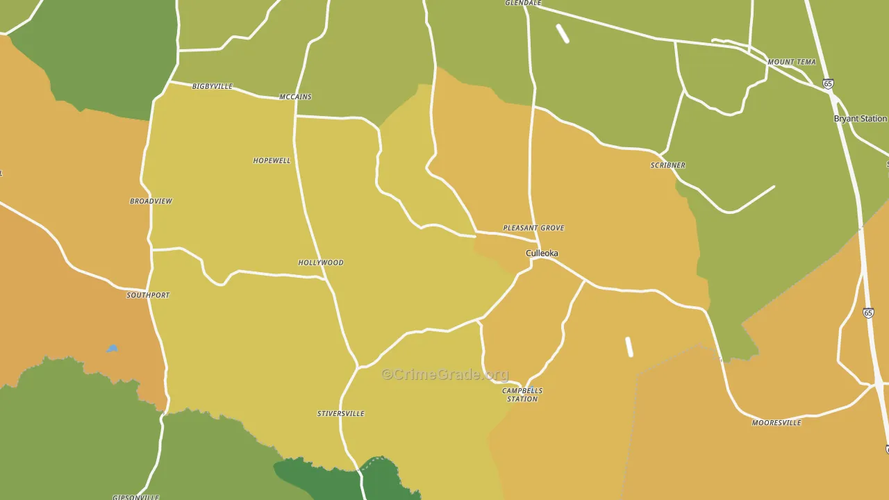 Culleoka, TN Map of Burglary Rates