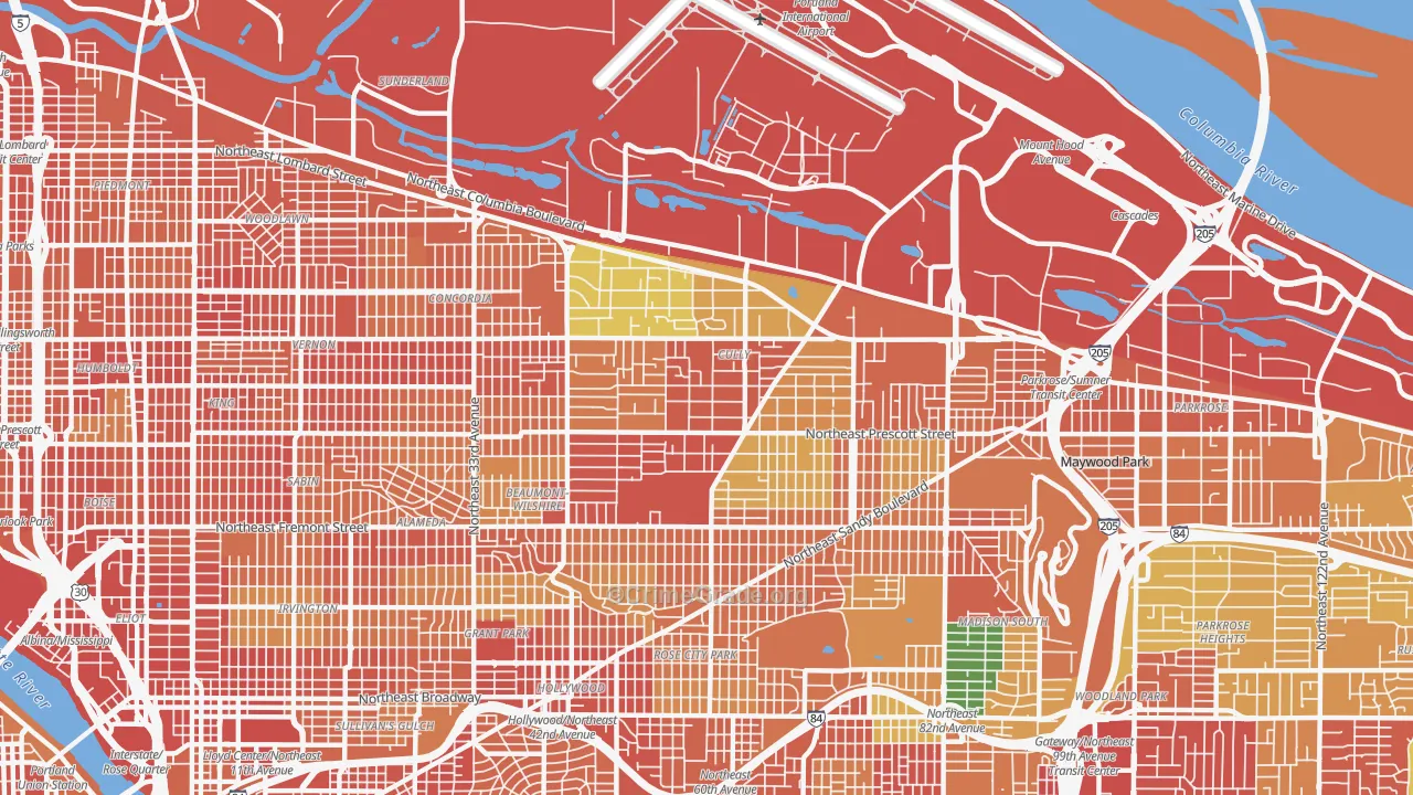 Cully, Portland, OR Map of Burglary Rates