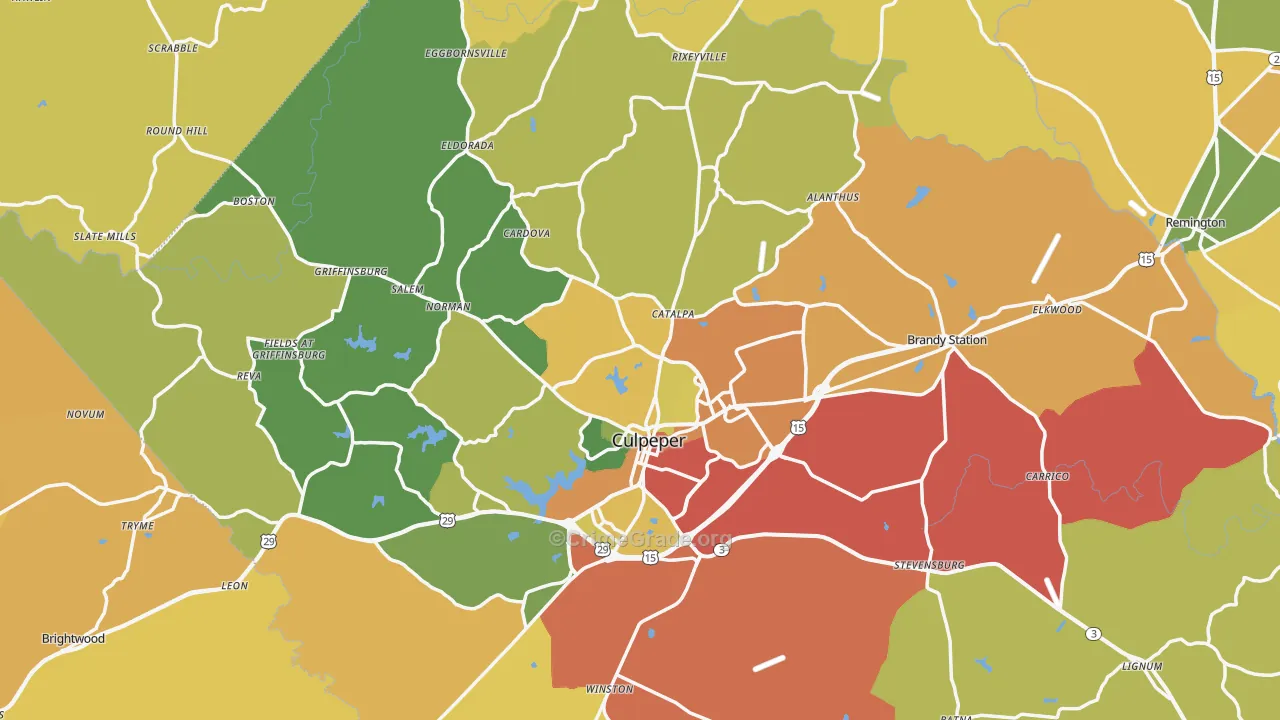 Culpeper County, VA Map of Burglary Rates