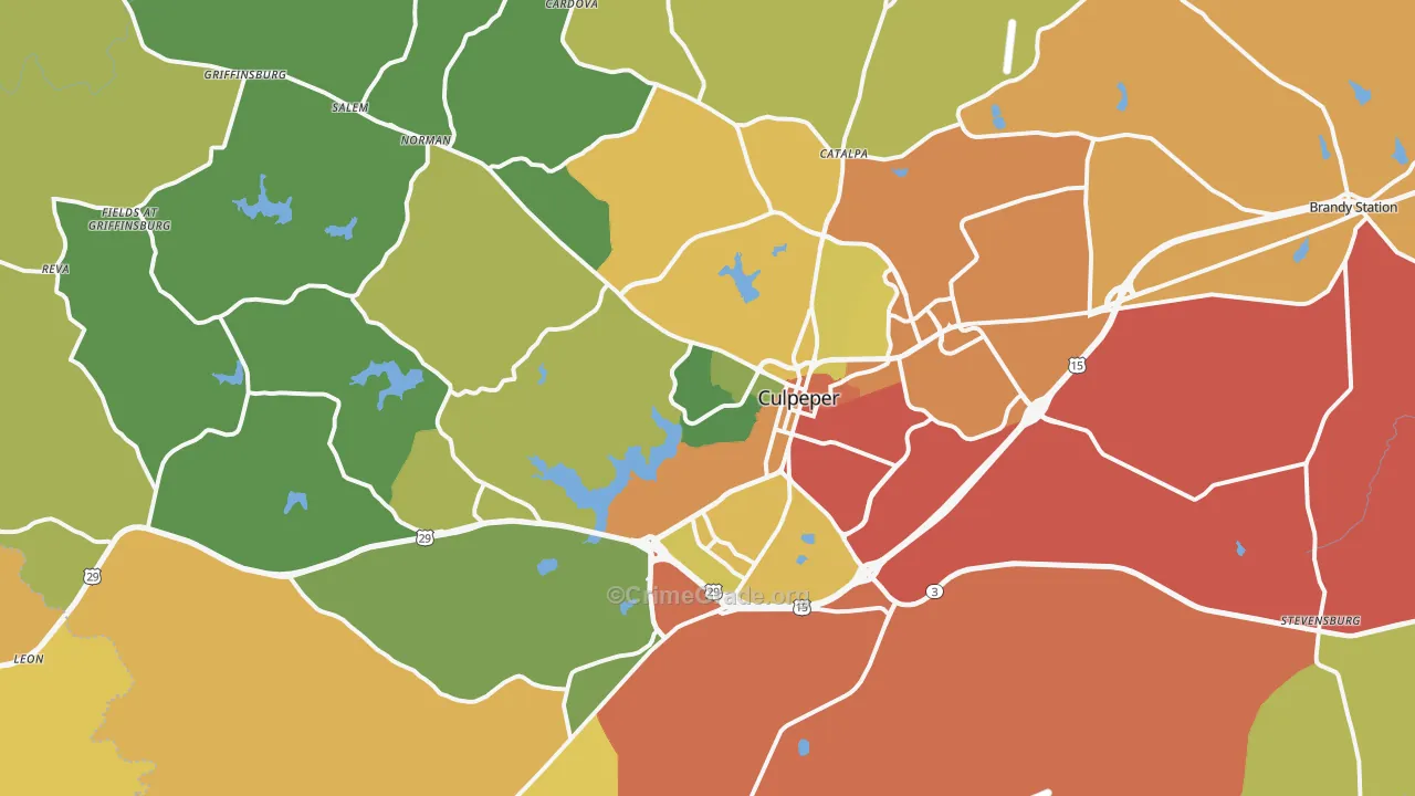 Culpeper, VA Map of Burglary Rates