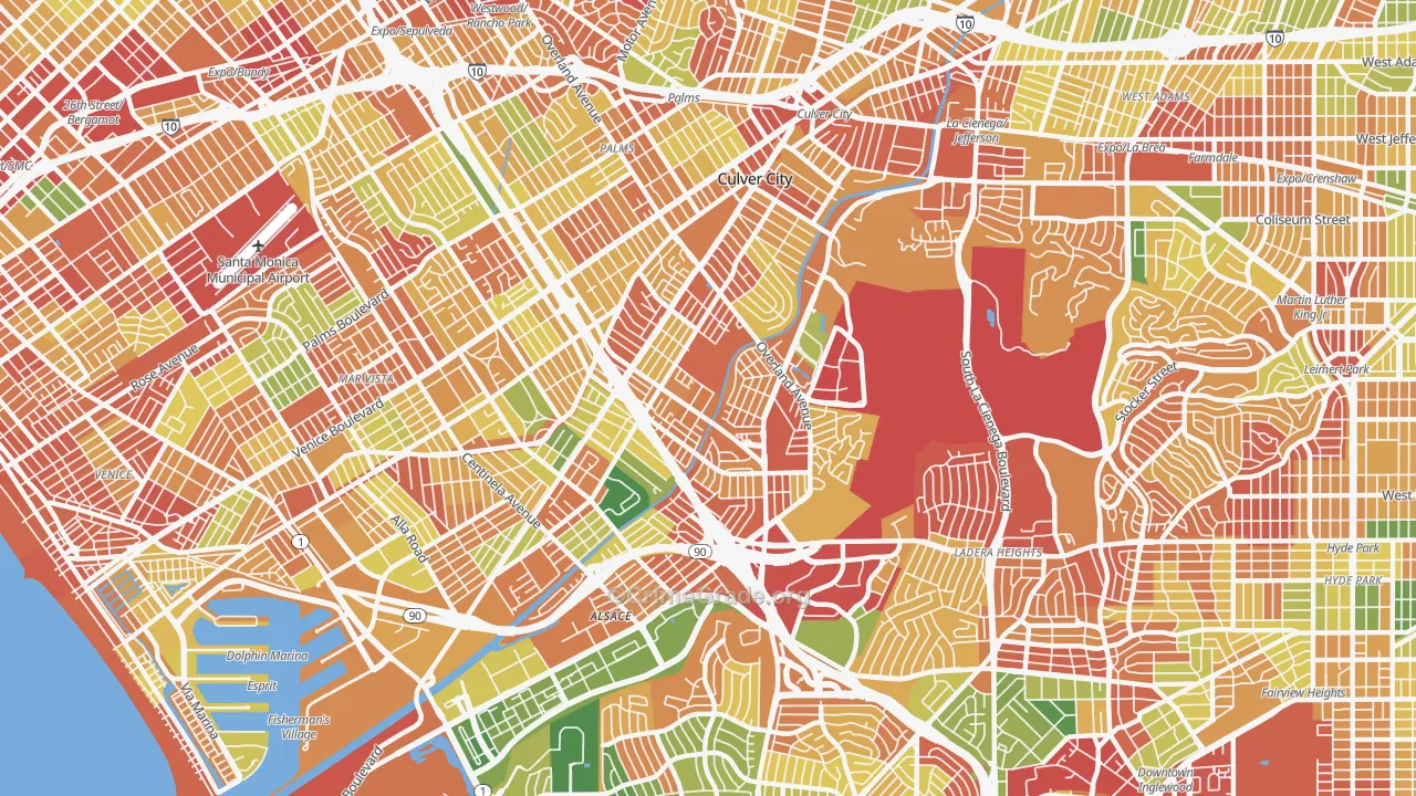 Culver City, CA Map of Burglary Rates