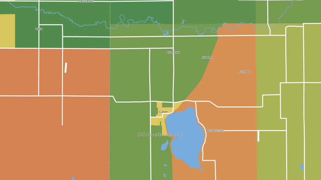 Culver, IN Map of Burglary Rates