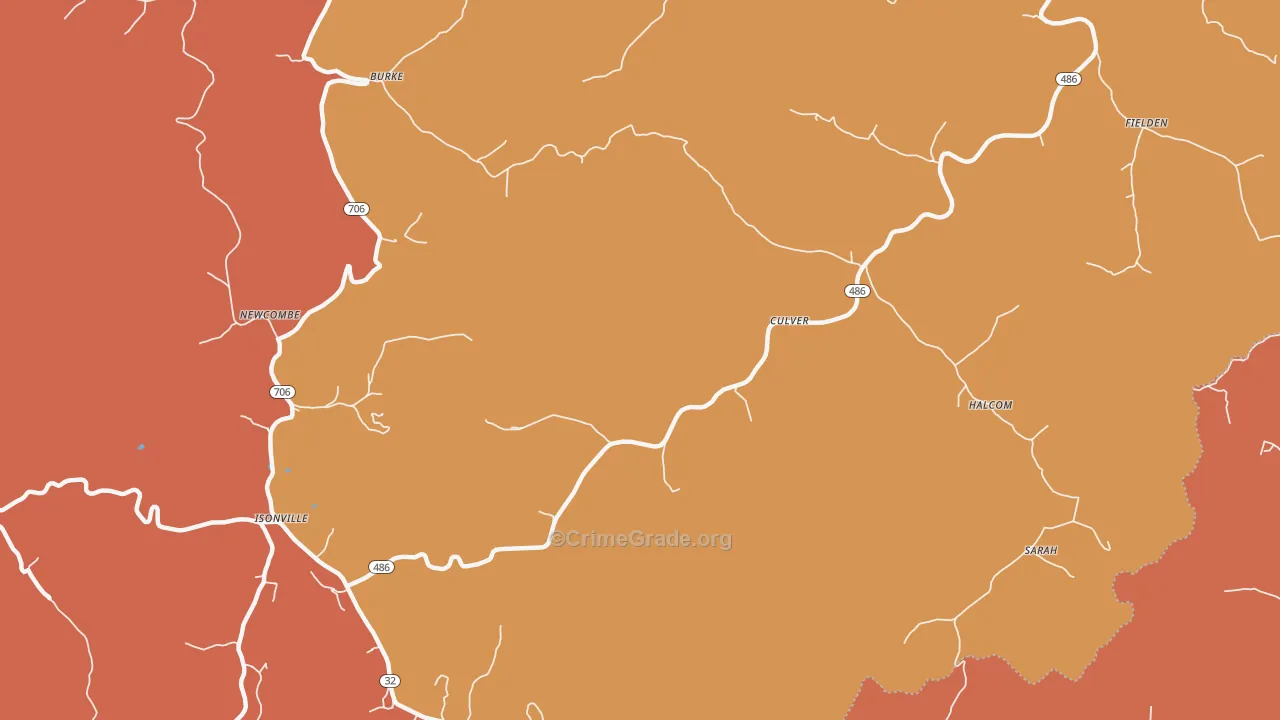 Culver, KY Map of Burglary Rates