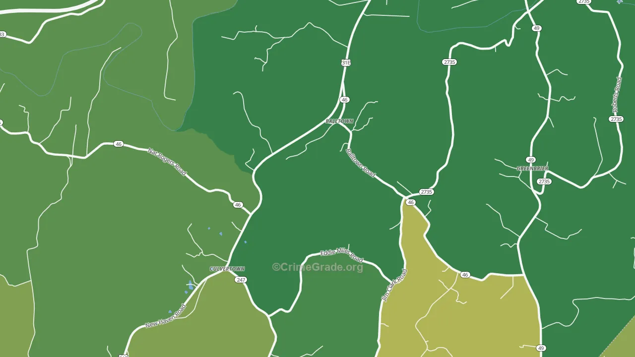 Culvertown, KY Map of Burglary Rates