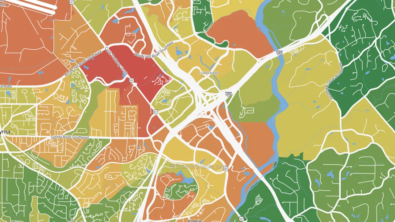 Cumberland, Atlanta, GA Map of Burglary Rates