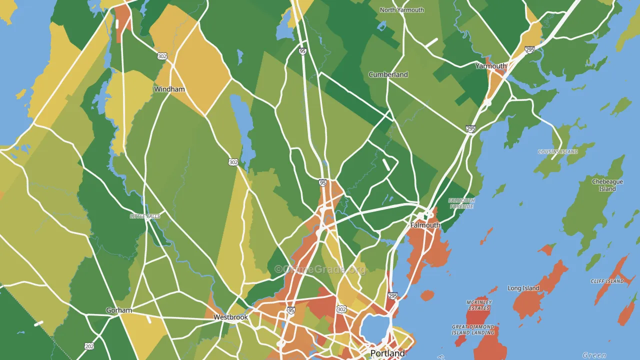 Cumberland County, ME Map of Burglary Rates