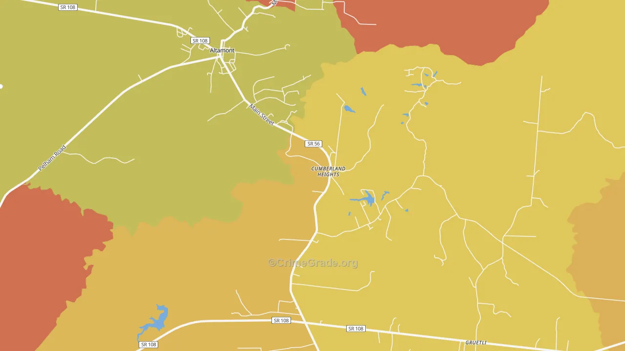 Cumberland Heights, TN Map of Burglary Rates