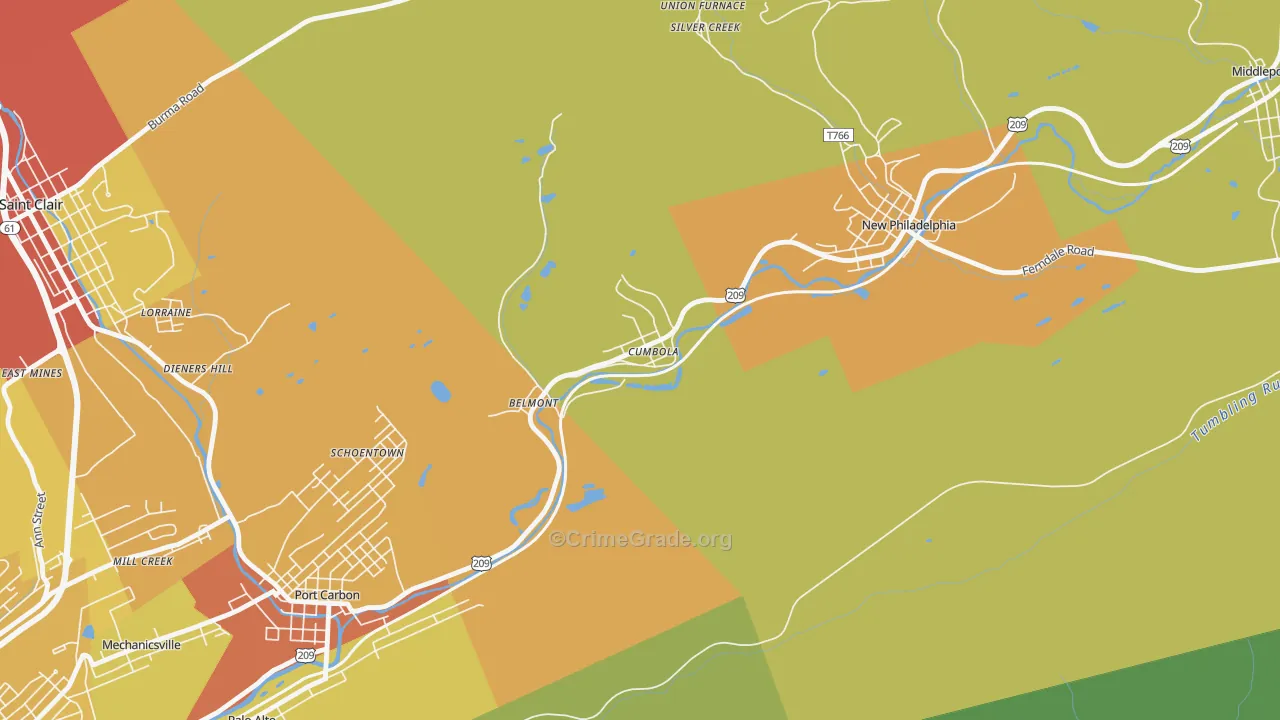 Cumbola, PA Map of Burglary Rates