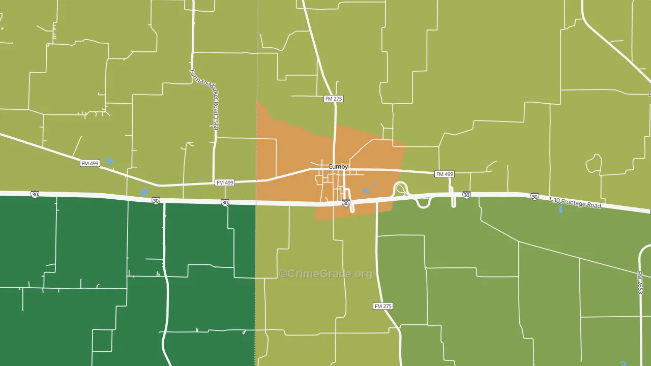 Cumby, TX Map of Burglary Rates