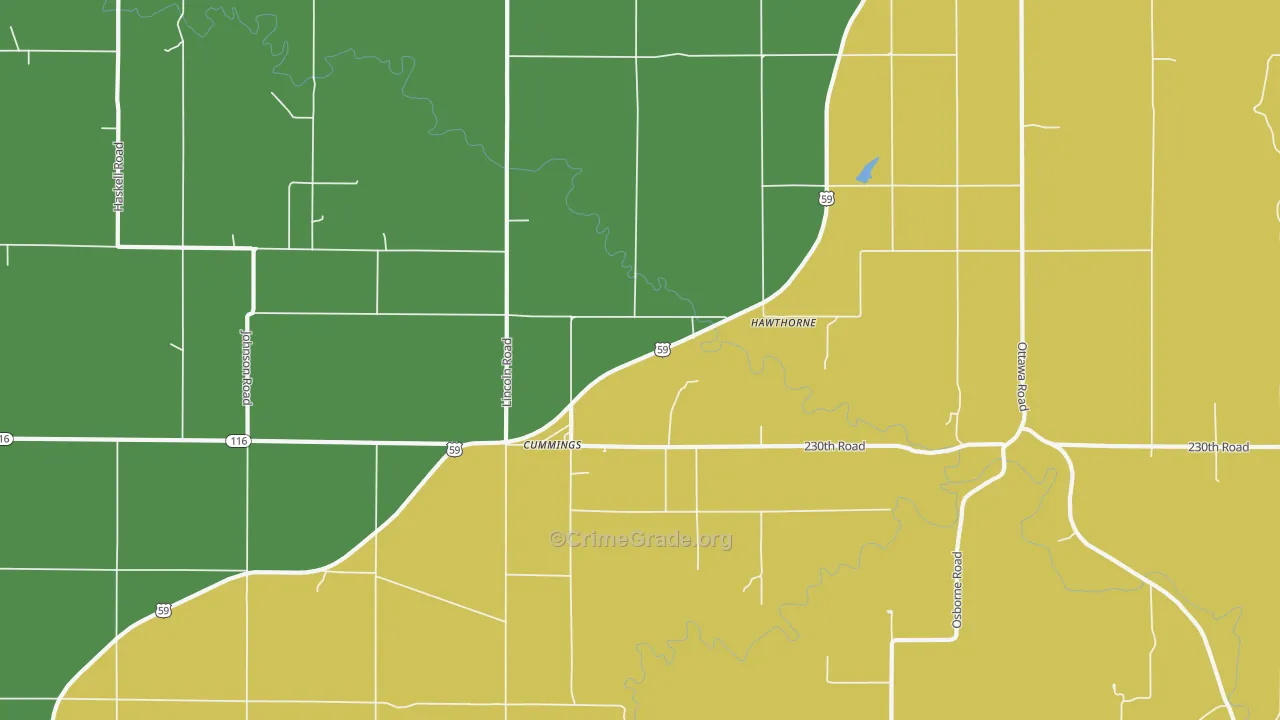 Cummings, KS Map of Burglary Rates