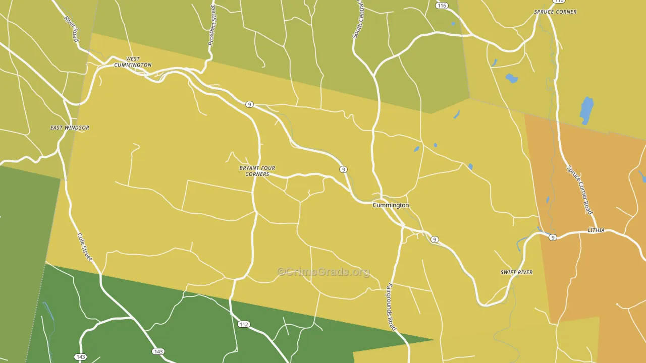Cummington, MA Map of Burglary Rates