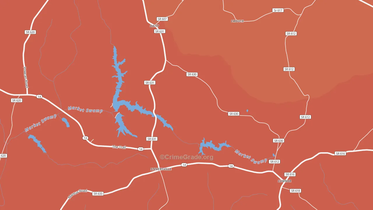 Cumnor, VA Map of Burglary Rates