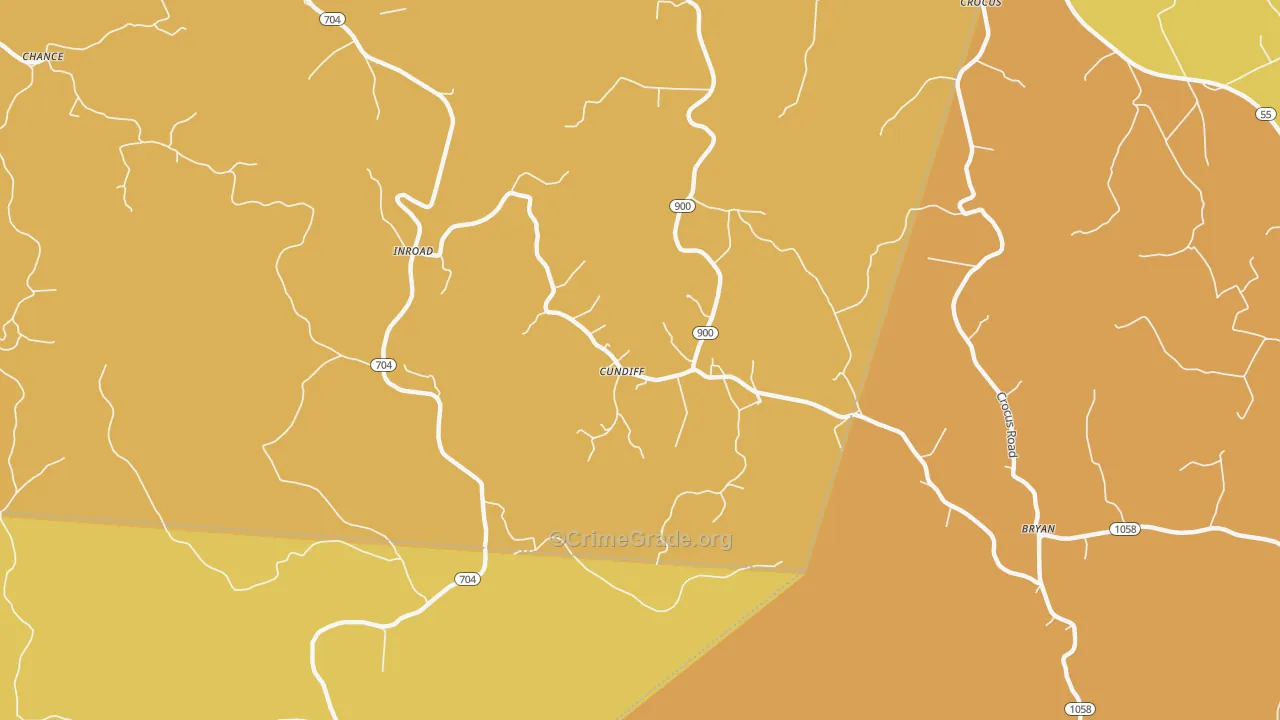 Cundiff, KY Map of Burglary Rates
