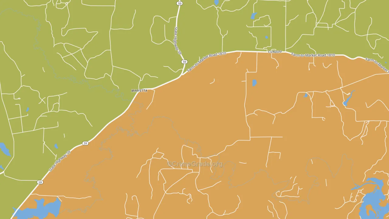 Cundiff, TX Map of Burglary Rates