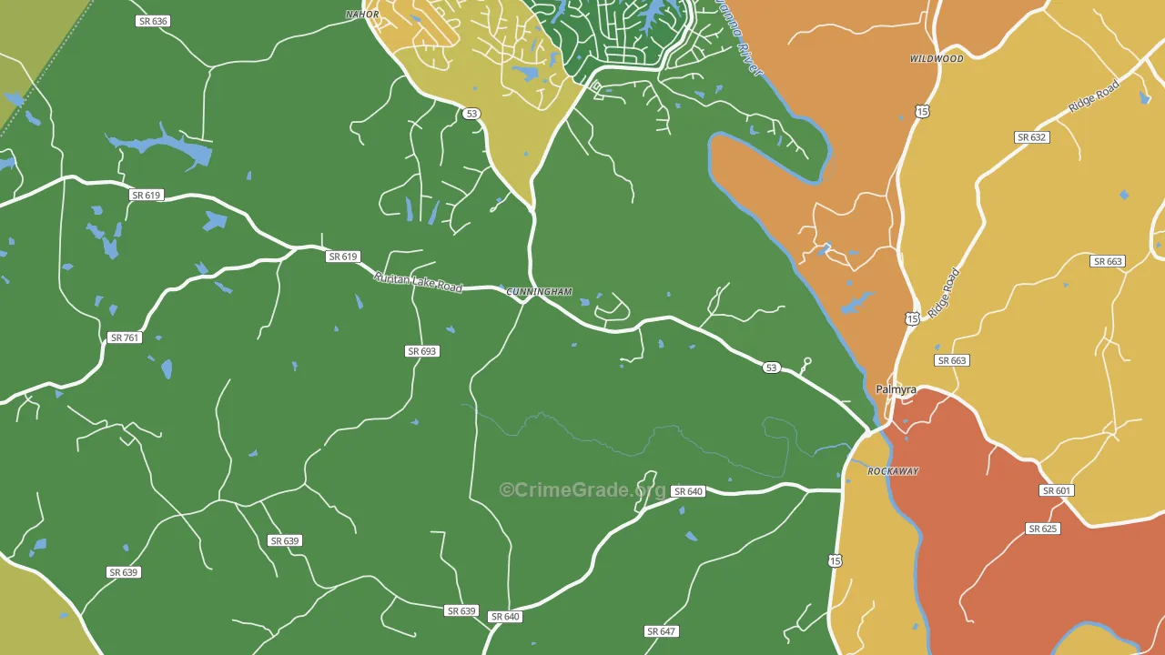 Cunningham, VA Map of Burglary Rates