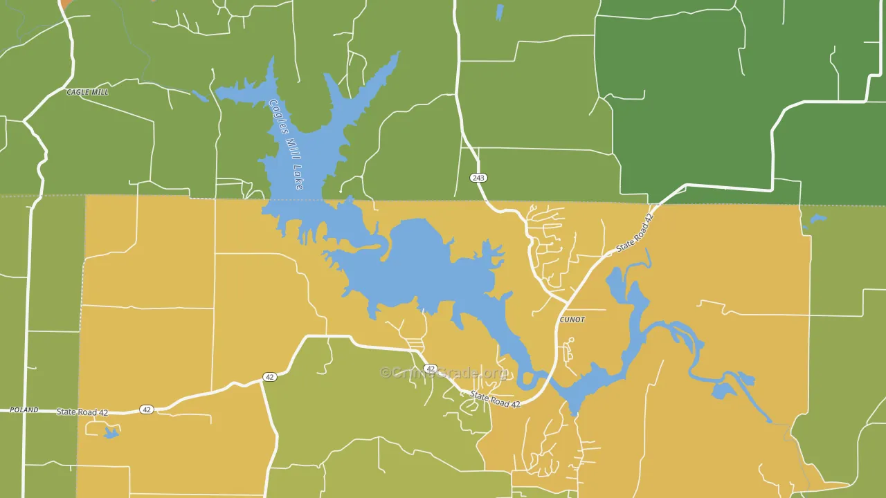 Cunot, IN Map of Burglary Rates