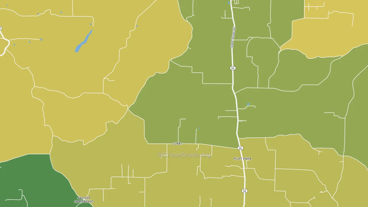 Curby, IN Map of Burglary Rates