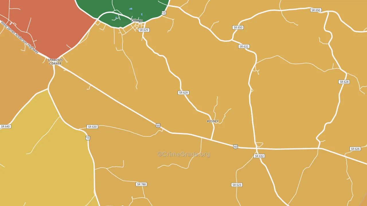 Curdsville, VA Map of Burglary Rates