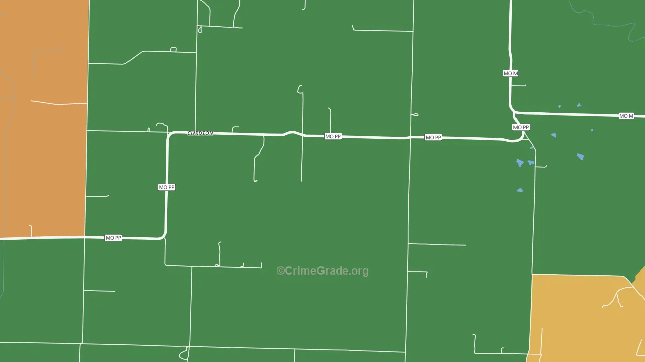 Curdton, MO Map of Burglary Rates