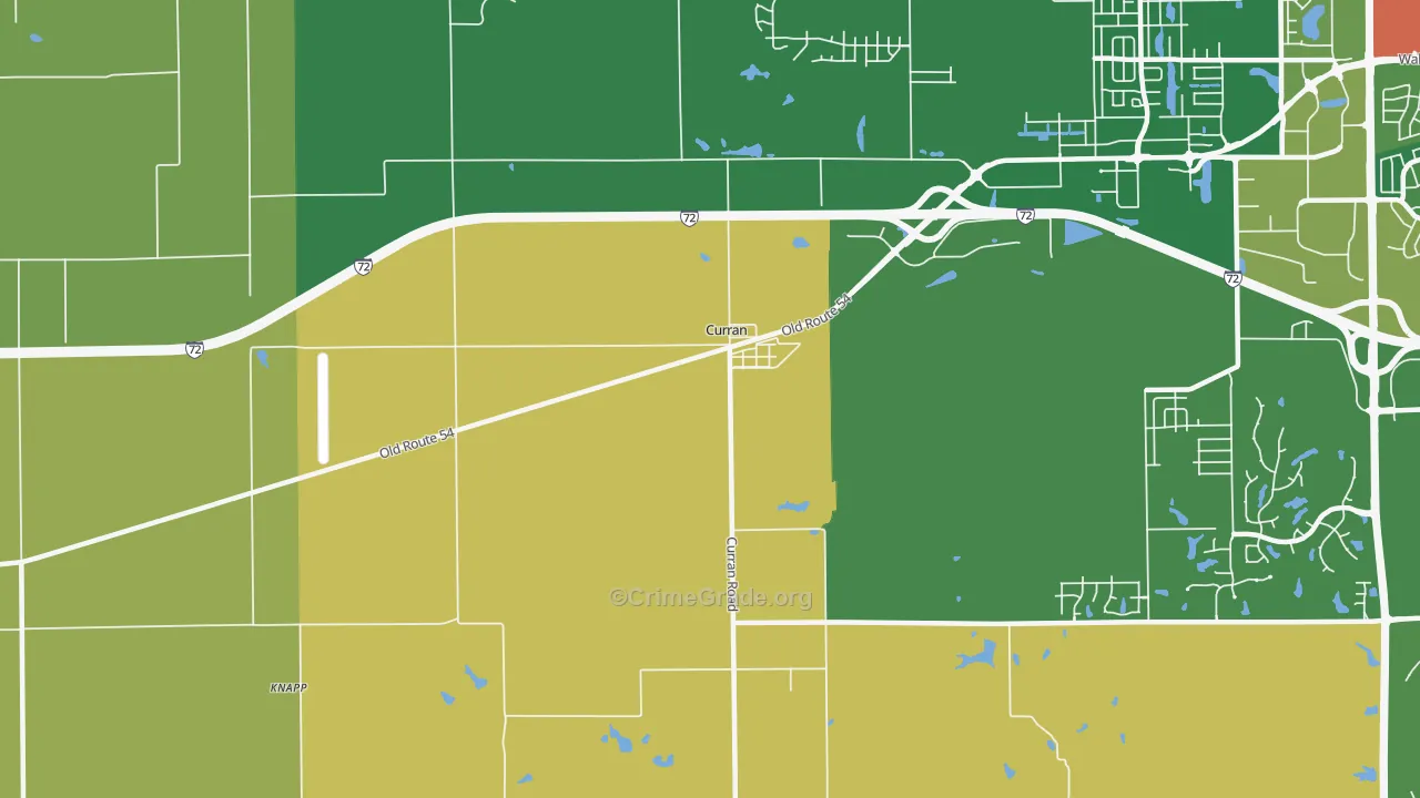 Curran, IL Map of Burglary Rates