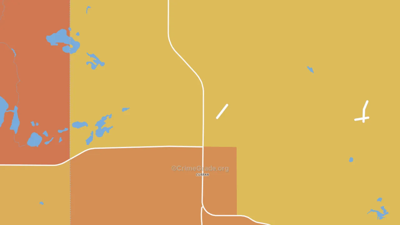 Curran, MI Map of Burglary Rates