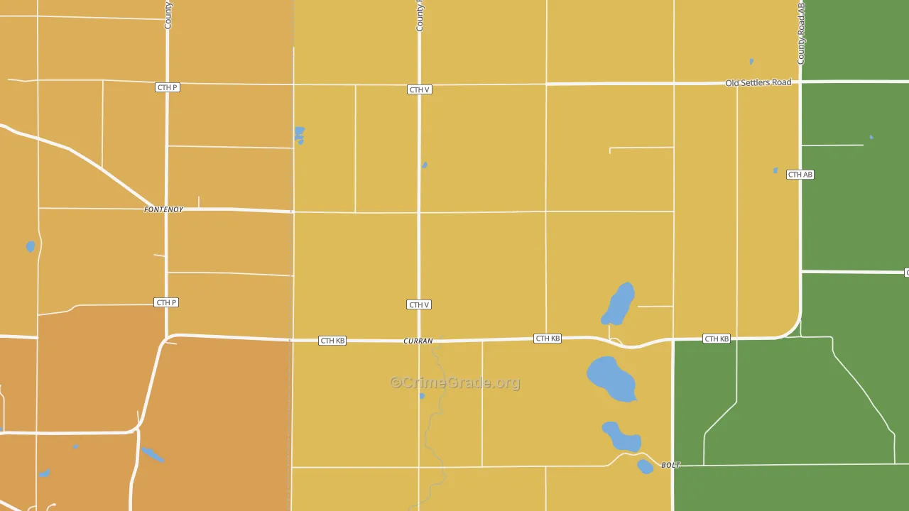 Curran, WI Map of Burglary Rates