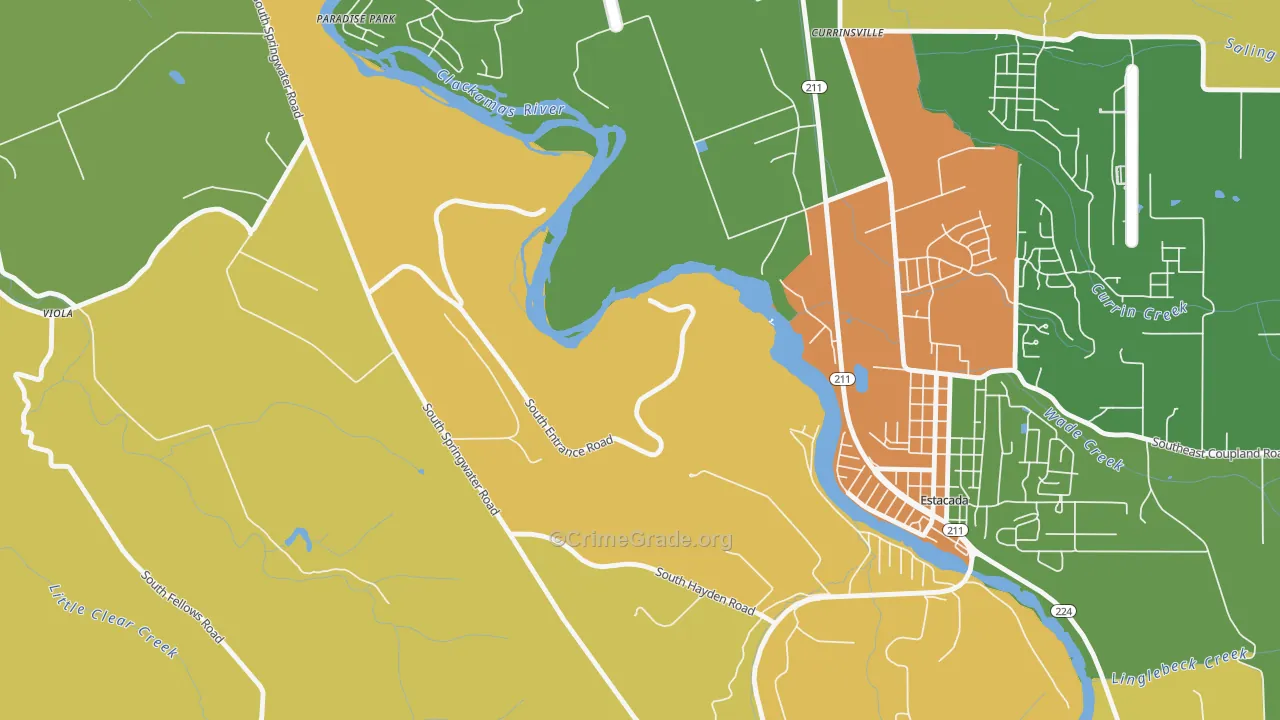 Currinsville, OR Map of Burglary Rates