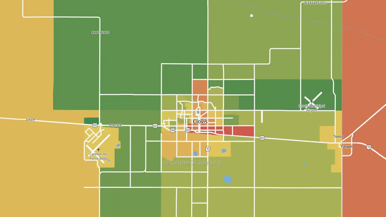 Curry County, NM Map of Burglary Rates