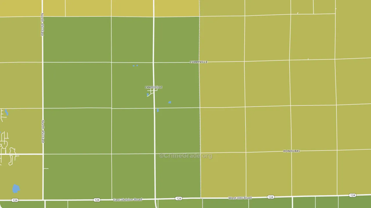Curryville, IN Map of Burglary Rates