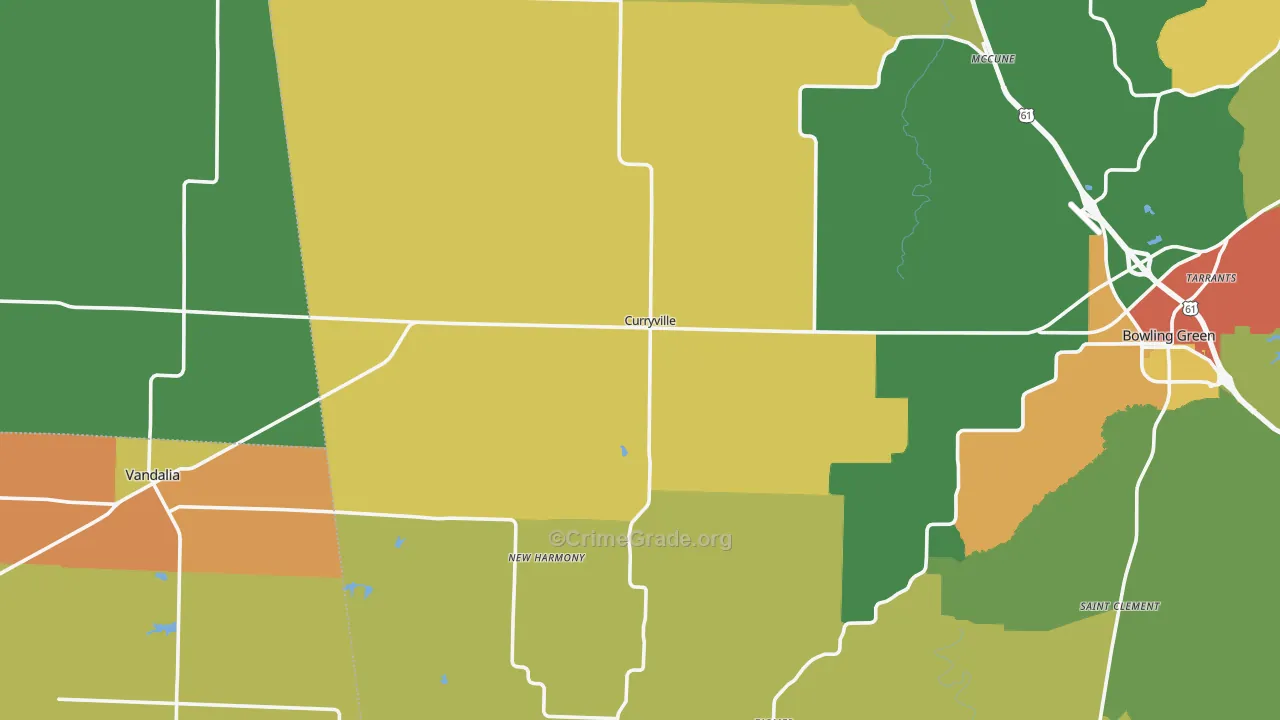 Curryville, MO Map of Burglary Rates