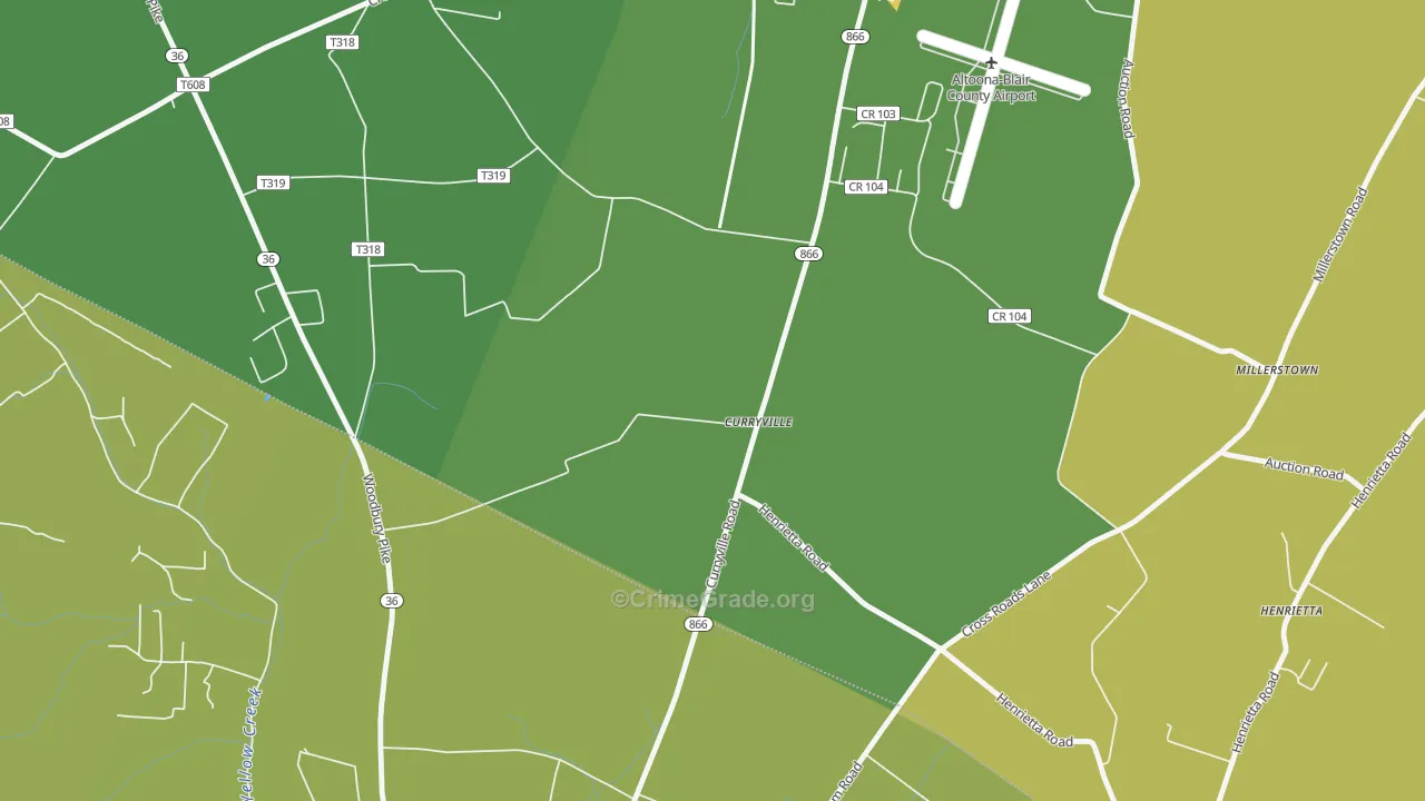 Curryville, PA Map of Burglary Rates