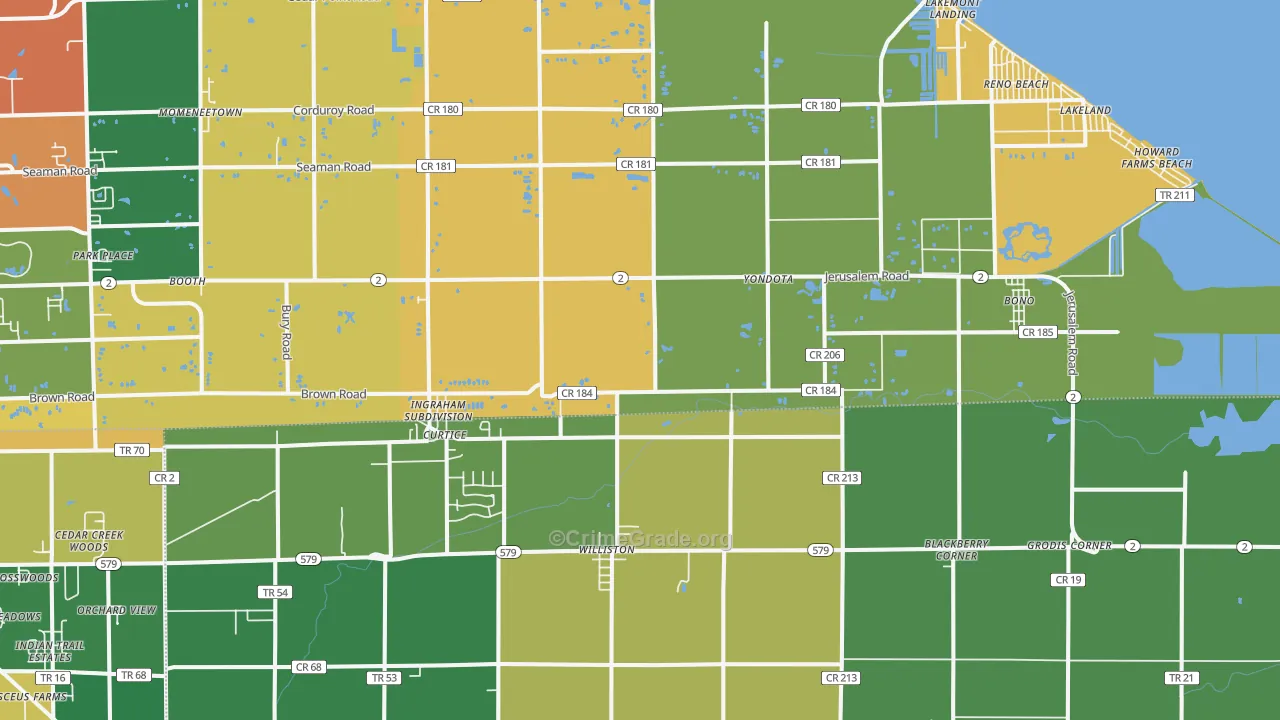 Curtice, OH Map of Burglary Rates