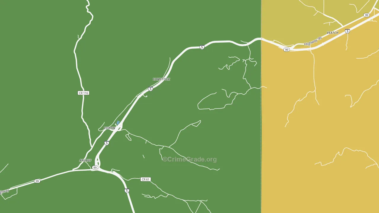 Curtin, OR Map of Burglary Rates